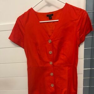 Ann Taylor Petite Red Button-Down Dress